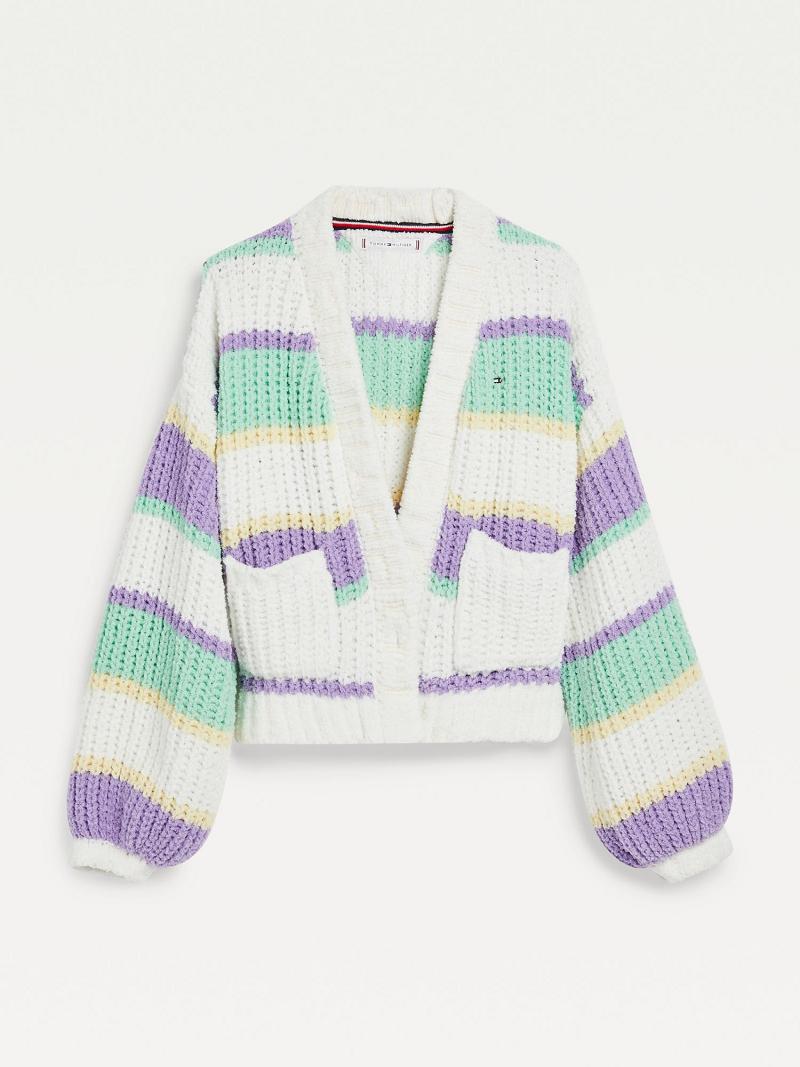 Lány Tommy Hilfiger Crochet Stripe Cardigan Pulóverek Színes | HU 1880PJJ